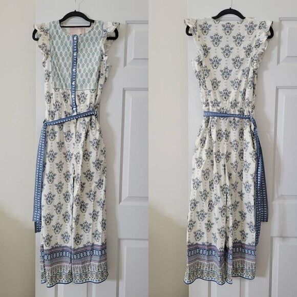 Gal Meets Glam Collection Eden Jumpsuit Women’s Blue Combo Sleeveless Size 4 - Picture 4 of 12